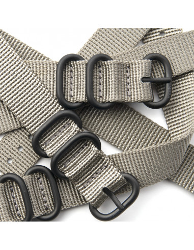 The Gray Nato Strap with black buckle