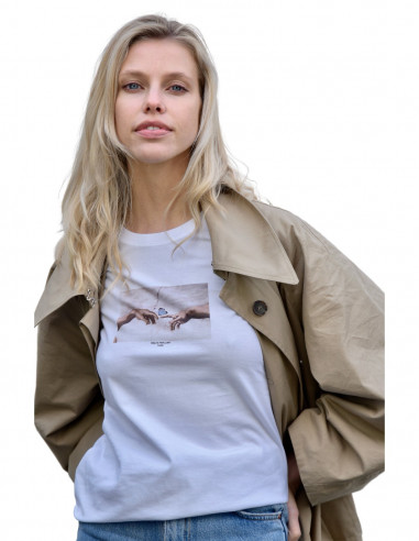 White T-shirt - Hands and Butterfly