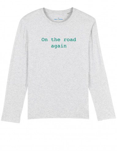 Heather white T-shirt - On the road again