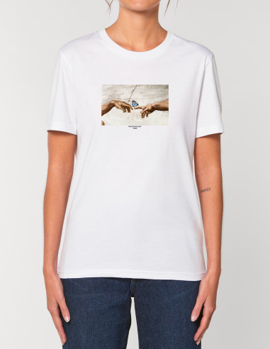 White T-shirt - Hands and Butterfly