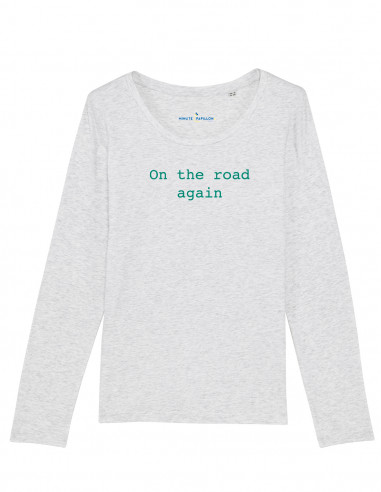 Heather white T-shirt - On the road again