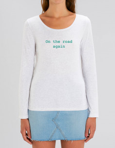 Heather white T-shirt - On the road again 2