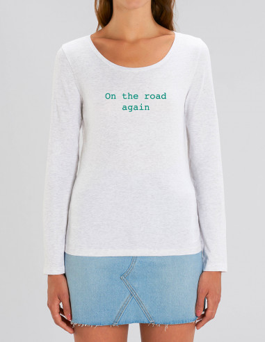Heather white T-shirt - On the road...