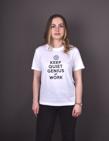 White T-shirt - Keep quiet genius at...
